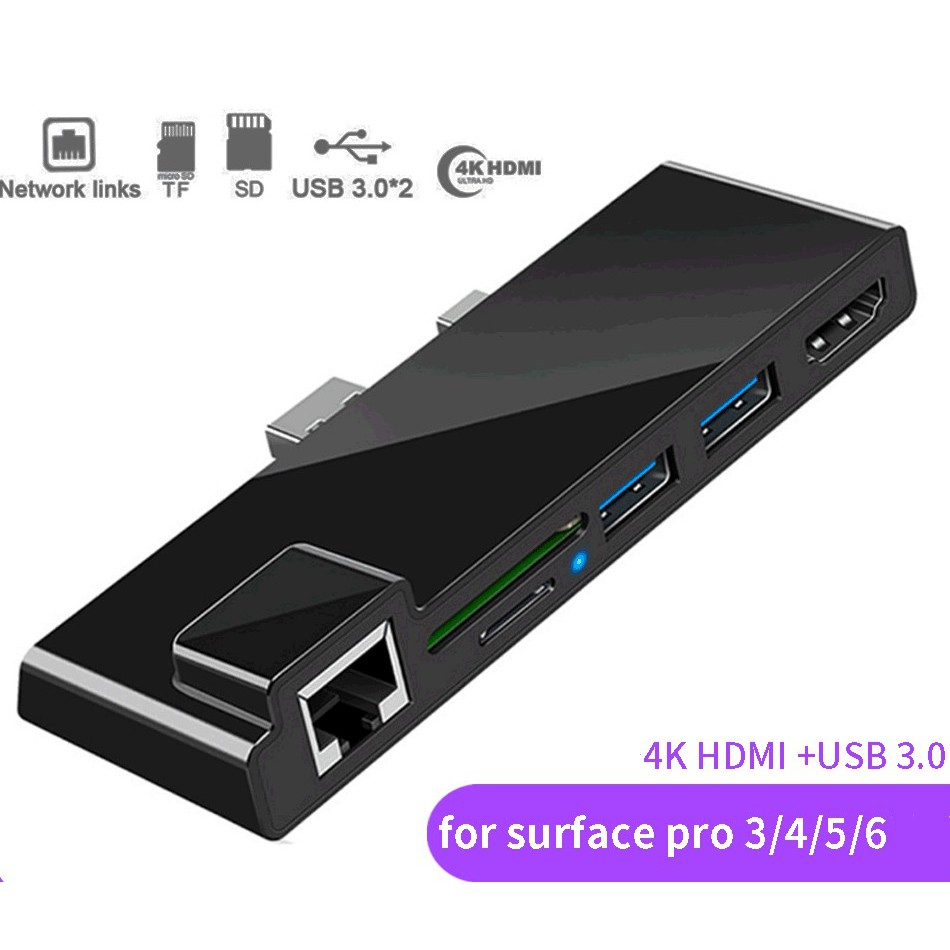 Bộ Chia Cổng Hub Microsoft Surface Dock HDMI 4K + 3 cổng USB 3.0 + thẻ SD&amp;TF cho Microsoft Surface pro 3 / Pro 4 / Pro 5 / Pro 6 2015/2017/2018