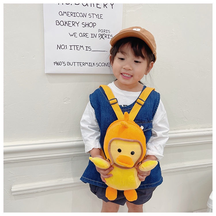 Ba Lô Đeo Vai Hình Chú Vịt Hoạt Hình Nhồi Bông Dễ Thương Cho Bé