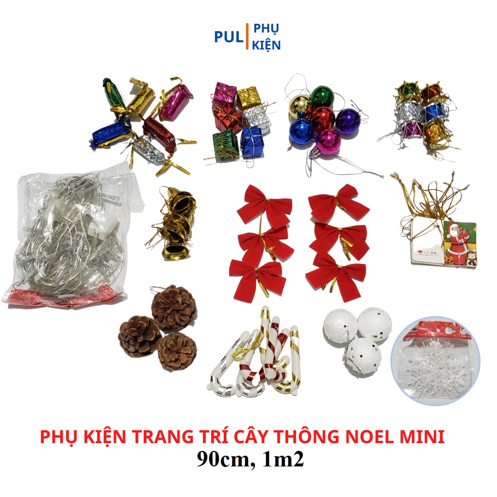 Cây thông noel để bàn mini 1m2 90cm 60cm kèm phụ kiện đẹp trang trí giáng sinh trong nhà phòng ngủ ngoài trời