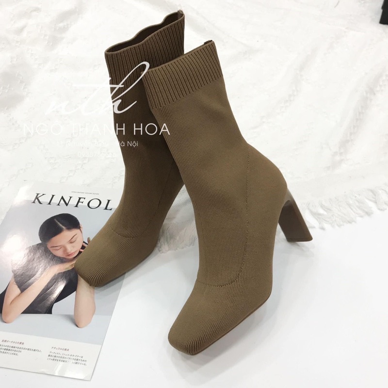 Boot lửng len gân gót dẹt siêu hot