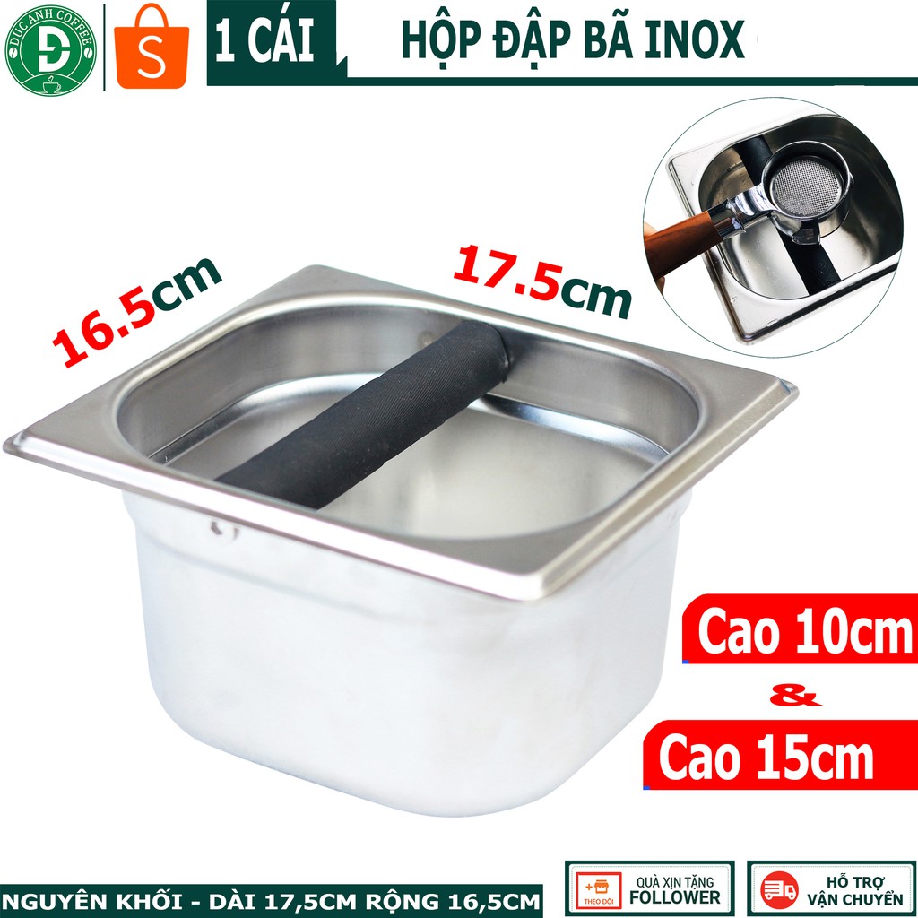 Hộp đập bã cà phê Espresso inox nguyên khối, có tùy chọn kích thước - Hộp đựng bã cafe pha máy-  Knock box