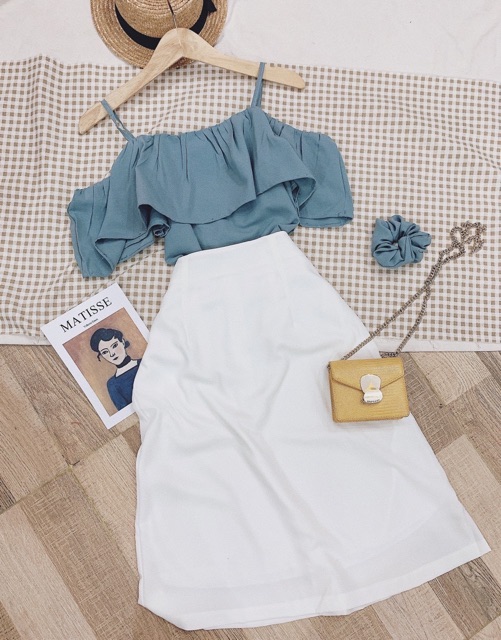 [Mã WASTCOOL giảm 15% tối đa 50K đơn 99K] BÁN SỈ SÉT ÁO XANH TRỄ VAI MIX CHÂN VÁY TRẮNG CHO NỮ | BigBuy360 - bigbuy360.vn