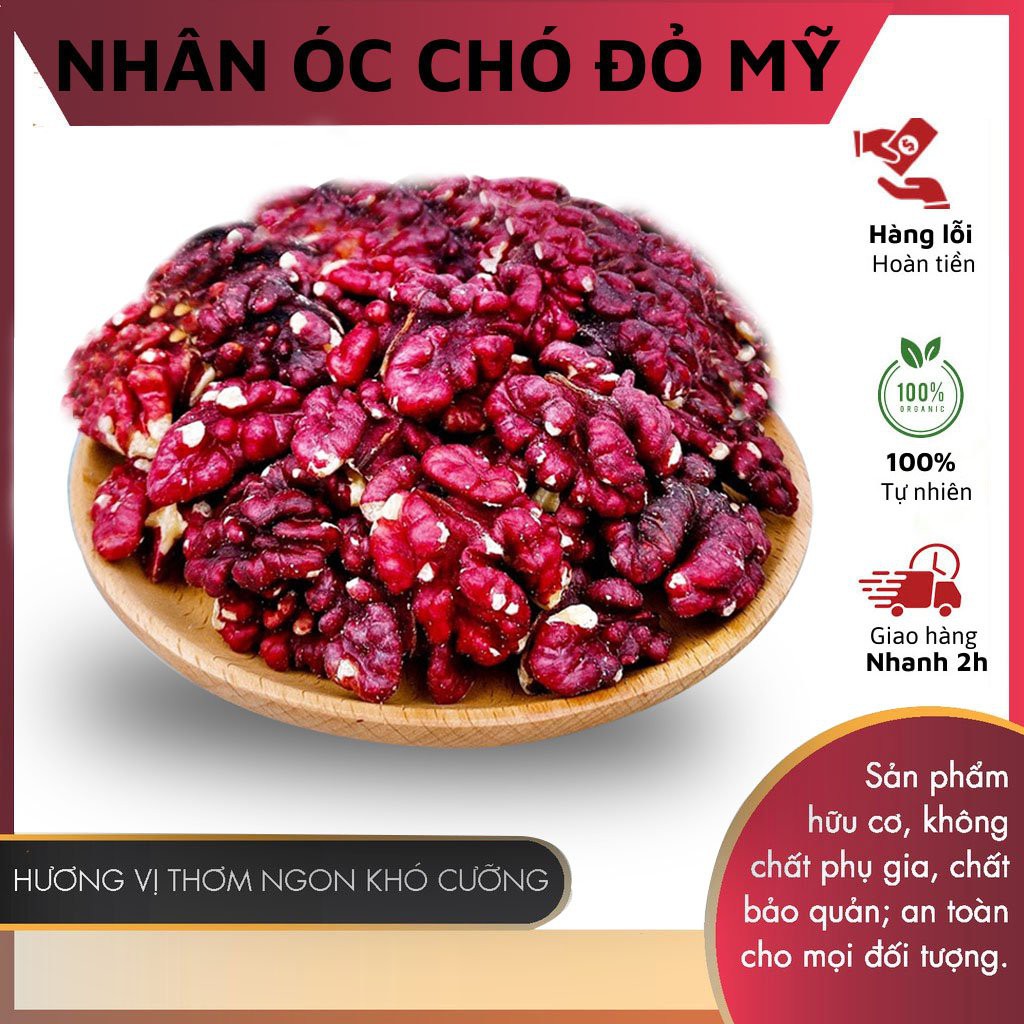 Hạt Óc chó đỏ Mỹ nhập khẩu 500g, Nhân óc chó đỏ sấy nguyên vị giòn, bùi, thơm ngon