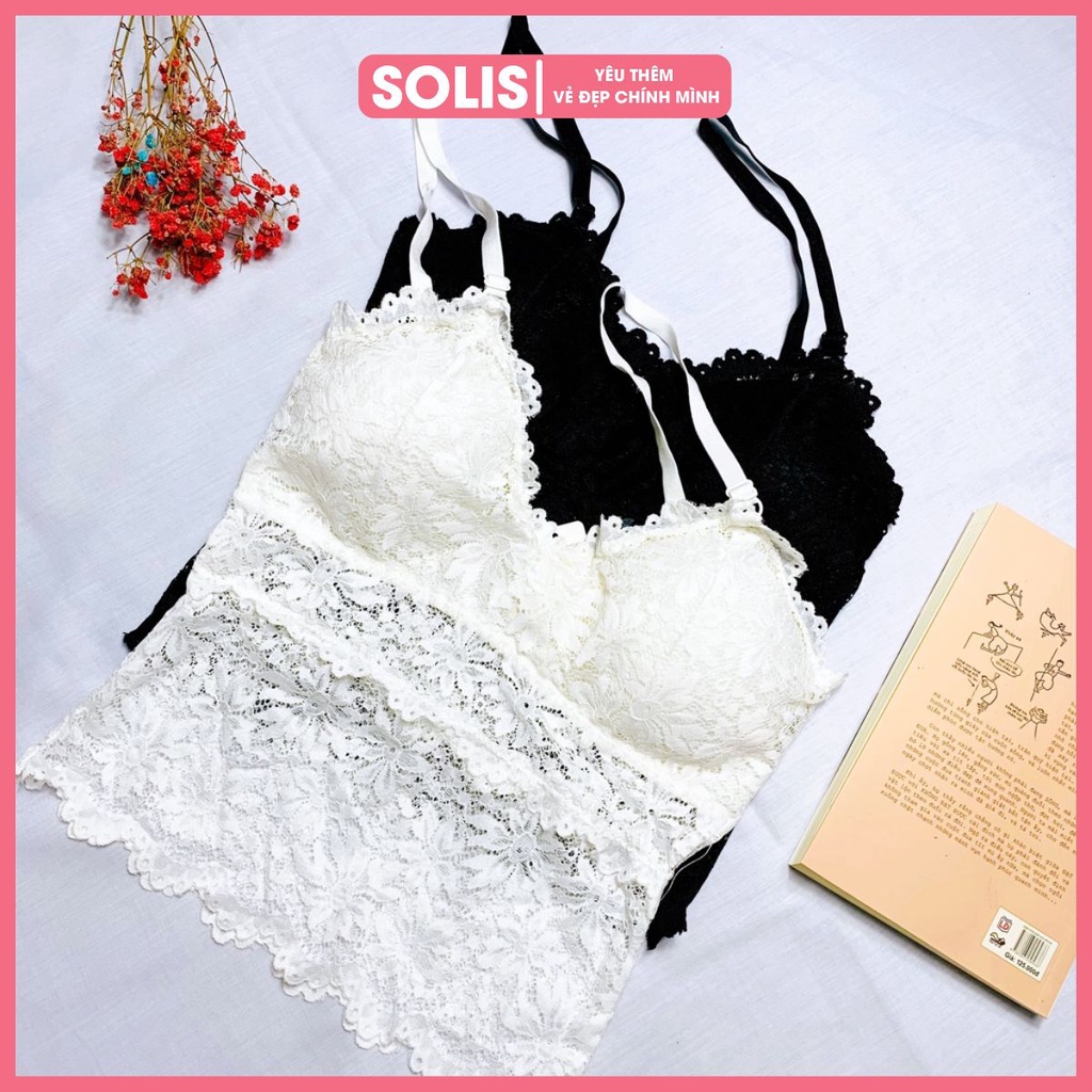 Áo bra Bralette ren croptop không gọng hai dây có đệm ngực SOLIS MS 343