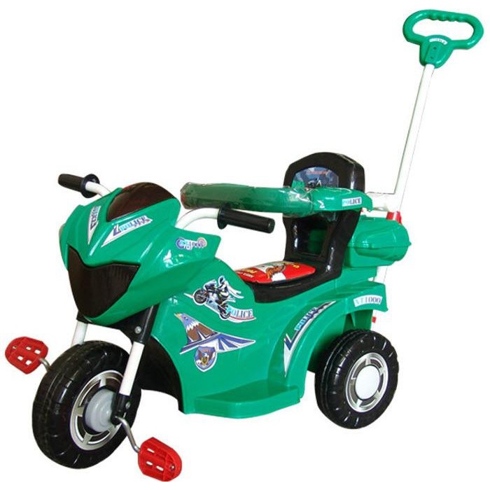 Xe 3 bánh Police cảnh sát có bàn đạp (bảo hiểm, cần đẩy, để chân, hộp đồ)