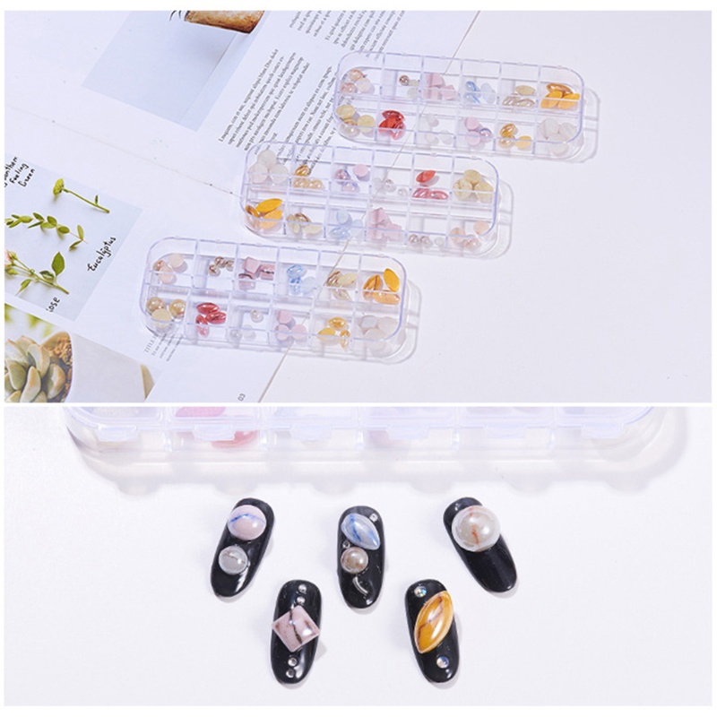 Hộp 12 Ngăn Đựng Phụ Kiện Trang Trí Móng Nghệ Thuật 3D DIY