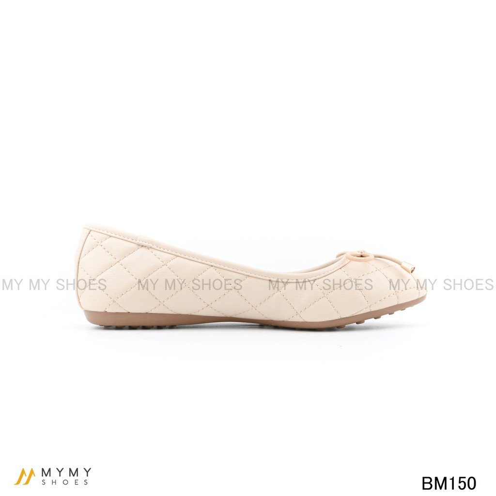 BM150 Giầy bệt da lì trần chỉ nơ chuông mymyshoes | BigBuy360 - bigbuy360.vn