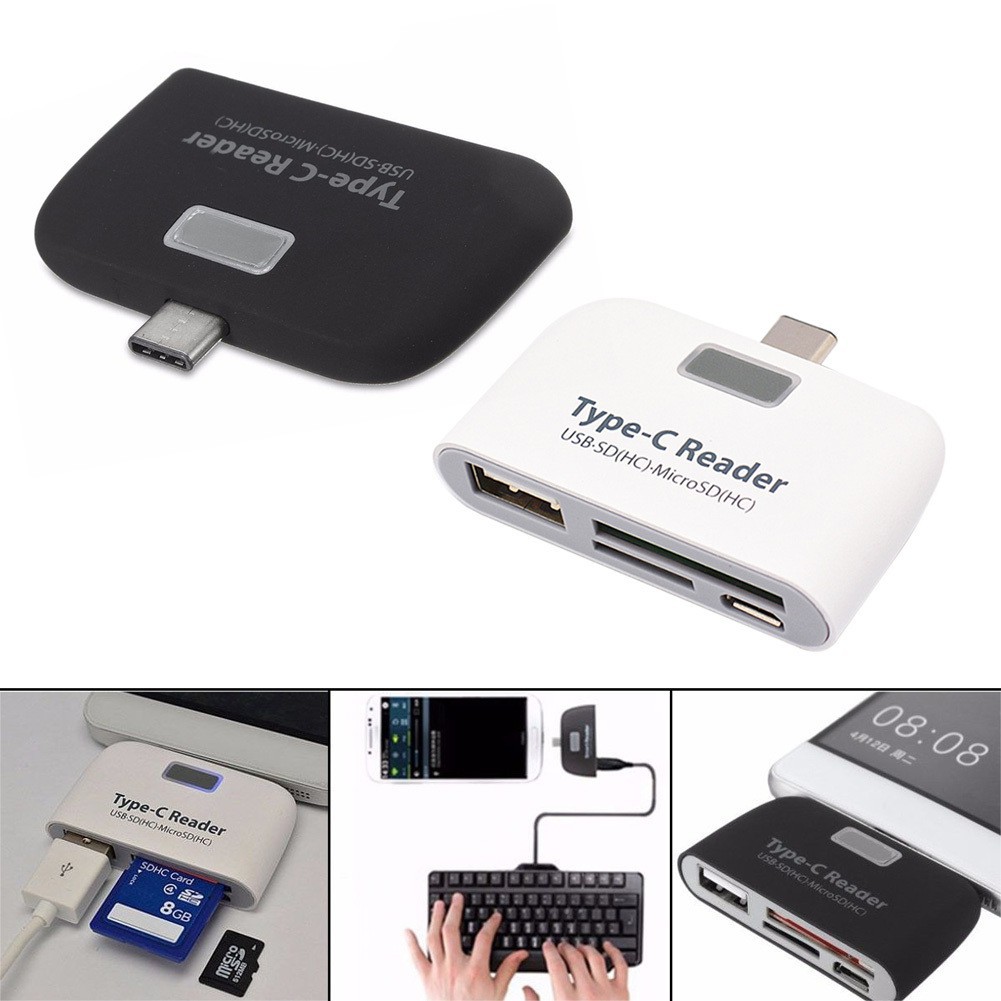 Hub USB Type C OTG thành đầu đọc thẻ SD, Micro SD / USB 2.0 / Micro USB