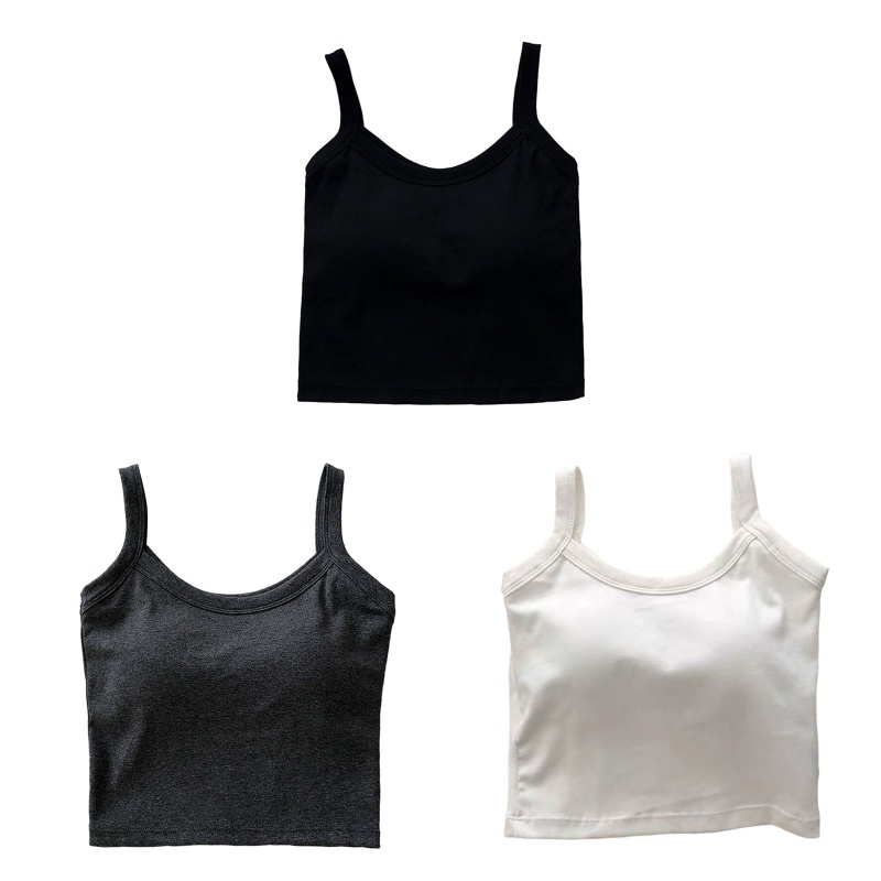 Brroa Áo Crop Top Thể Thao Không Đường May Có Đệm Ngực Màu Trơn Đơn Giản Cho Nữ