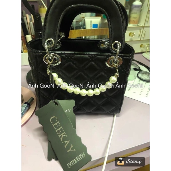 Túi đeo chéo trần trám CeeKay, túi xách cho nữ mix dây ngọc, quai tròn sang trọng hottrend 2022