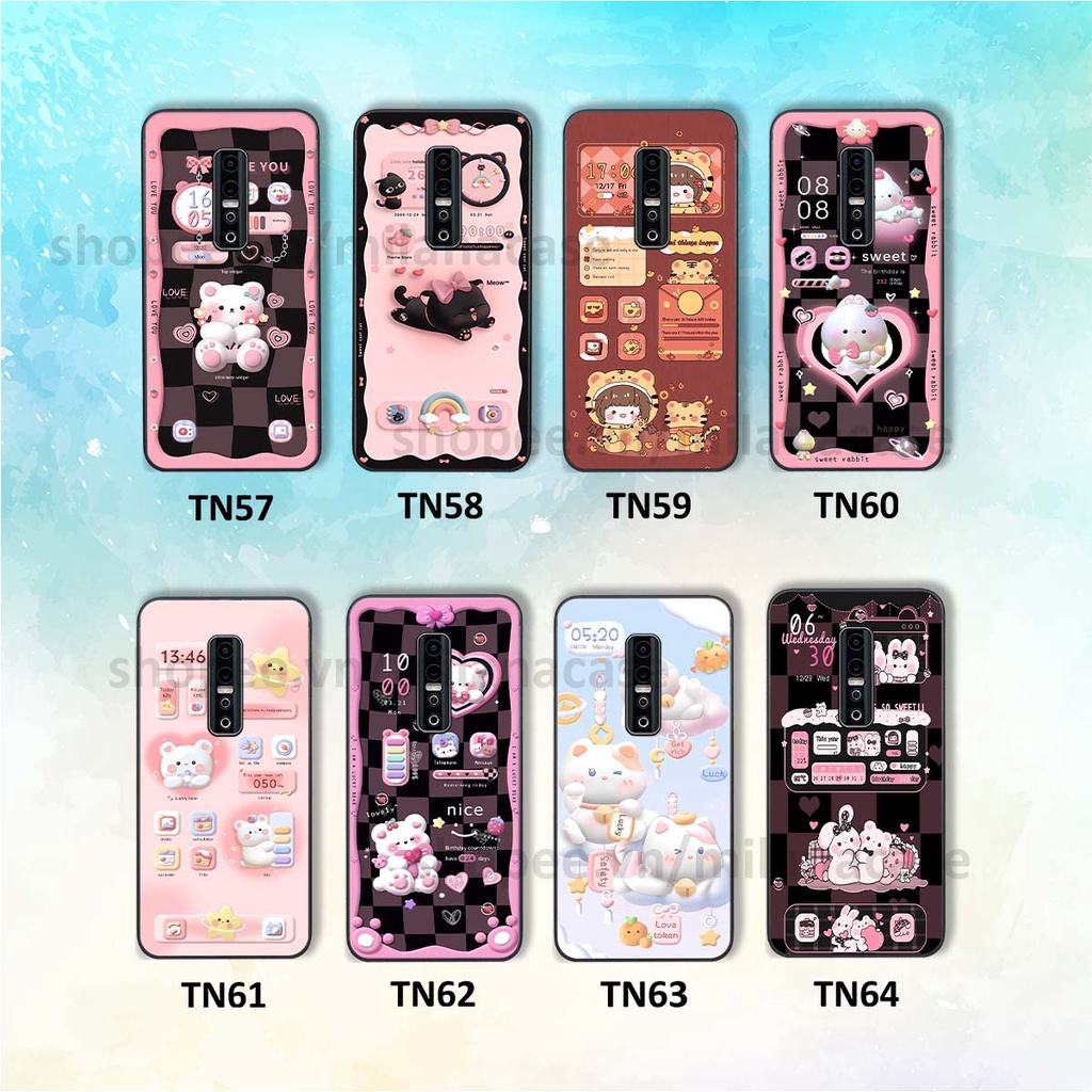 Ốp Vivo V17 Pro hình đồng hồ icon gấu mèo cute cực dễ thương ngộ nghĩnh