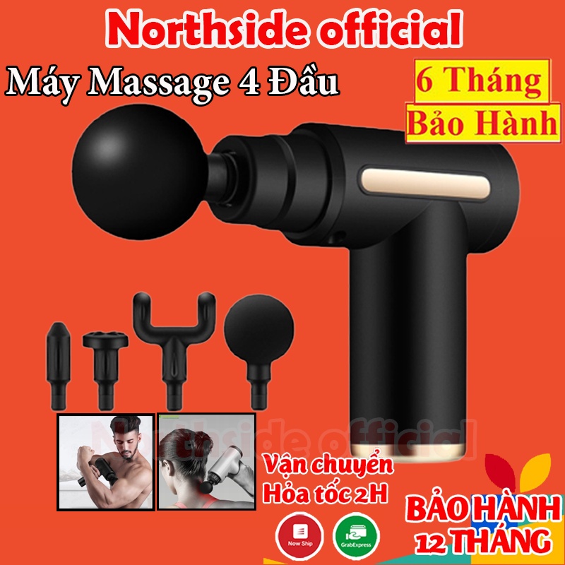 Máy massage cầm tay 4 đầu 6 chế độ - Máy trị liệu đau mỏi vai gáy, đau nhức toàn thân Bảo Hành 6 Tháng