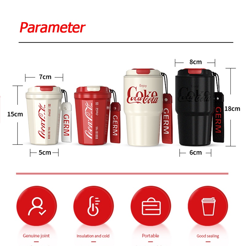 COCA COLA Cốc Uống Cà Phê Bằng Thép Không Gỉ 316 390ml / 590ml
