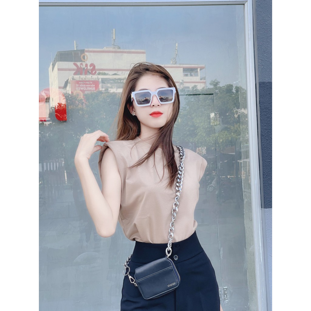 Áo thun ba lỗ vai đệm cổ tròn màu trơn cho nữ 4YOUNG FASHION A89