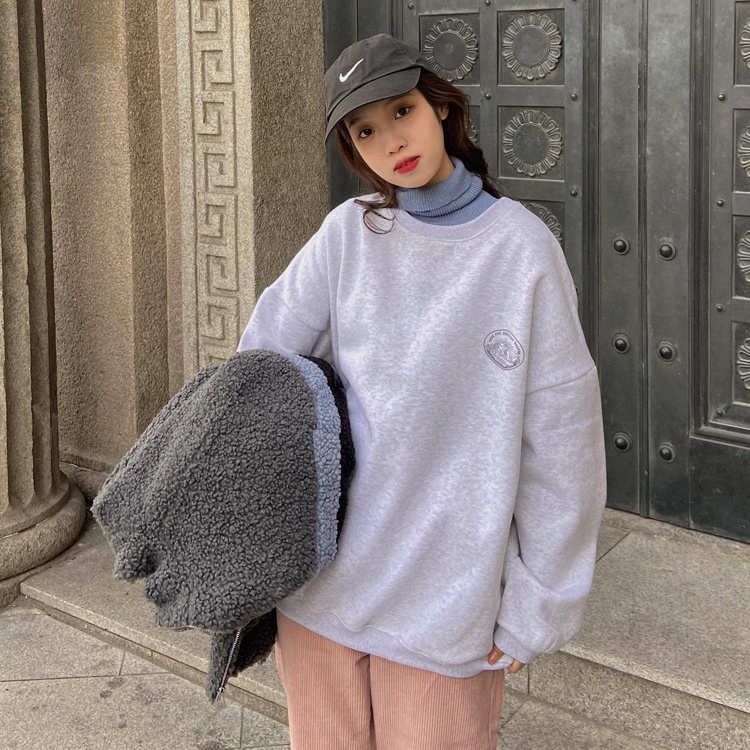 Áo Sweater Cổ Tròn Dáng Rộng In Họa Tiết Kiểu Nhật Hàn Thời Trang Xuân Thu Cho Nữ