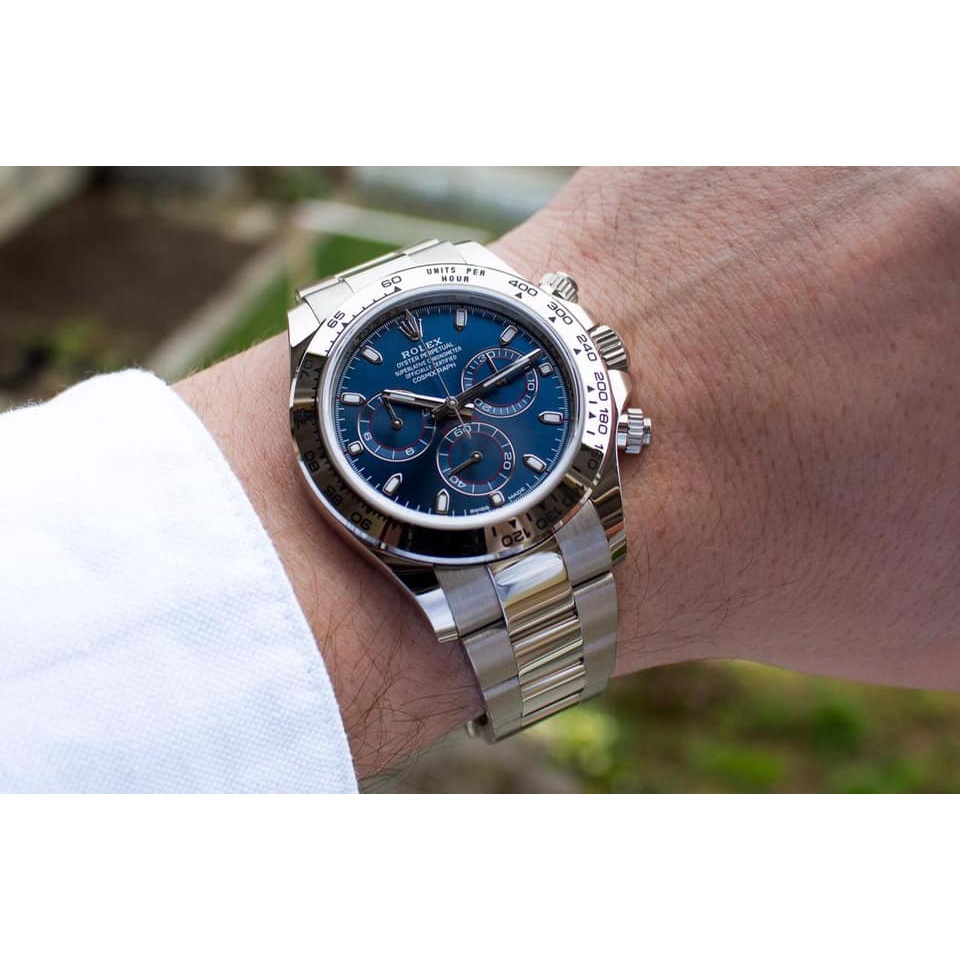 Đồng hồ Nam Rolex 6kim máy nhật dòng cơ Automatic size 40mm mặt xanh dây kim loại