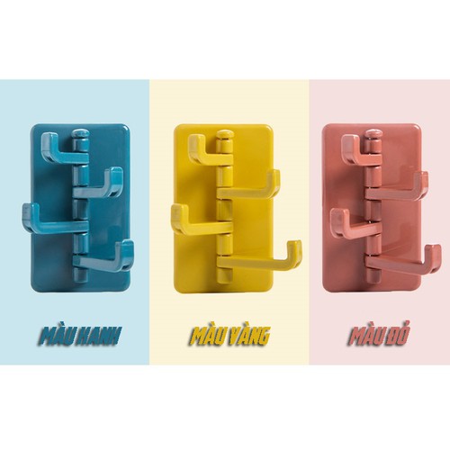 B176 COMBO 20 cái Móc Treo 4 Nhánh Xoay 180 Độ Hình Xylophone Dán Tường Treo Đồ Dùng