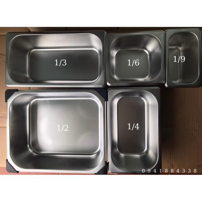 Khay đựng topping inox 1/3 1/4 1/6 1/9 có nắp