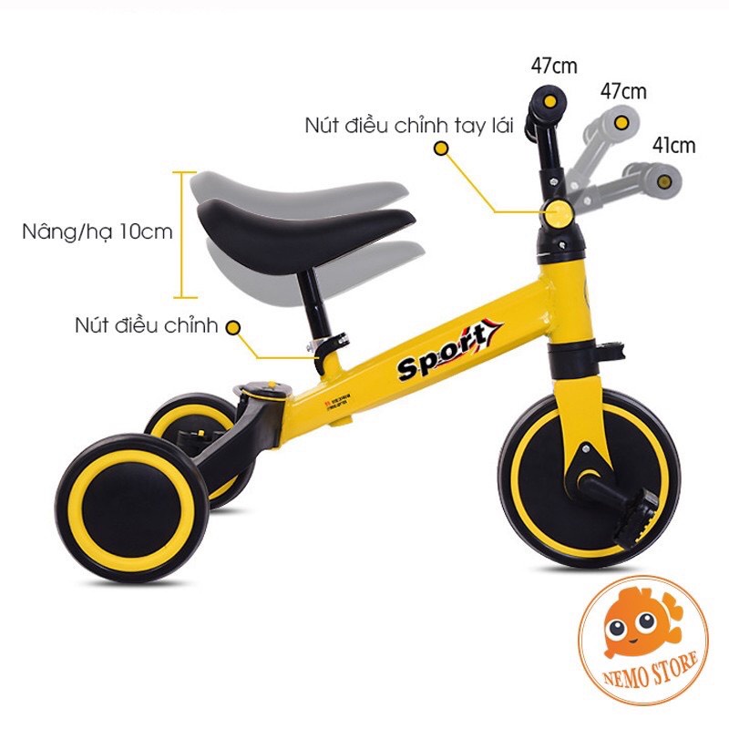 Xe chòi chân Sport cho bé 3 in 1 cao cấp mẫu xe thể thao cho bé từ 1-5 tuổi
