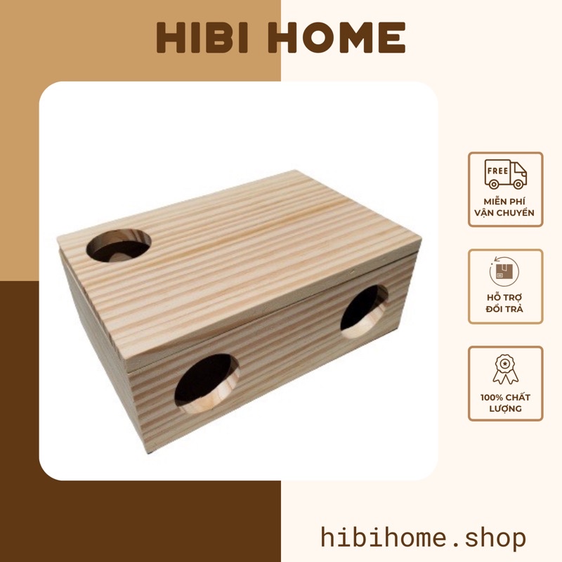 Hầm Trú Ẩn Cho Lồng Hamster Bằng Gỗ Thông HiBi Home