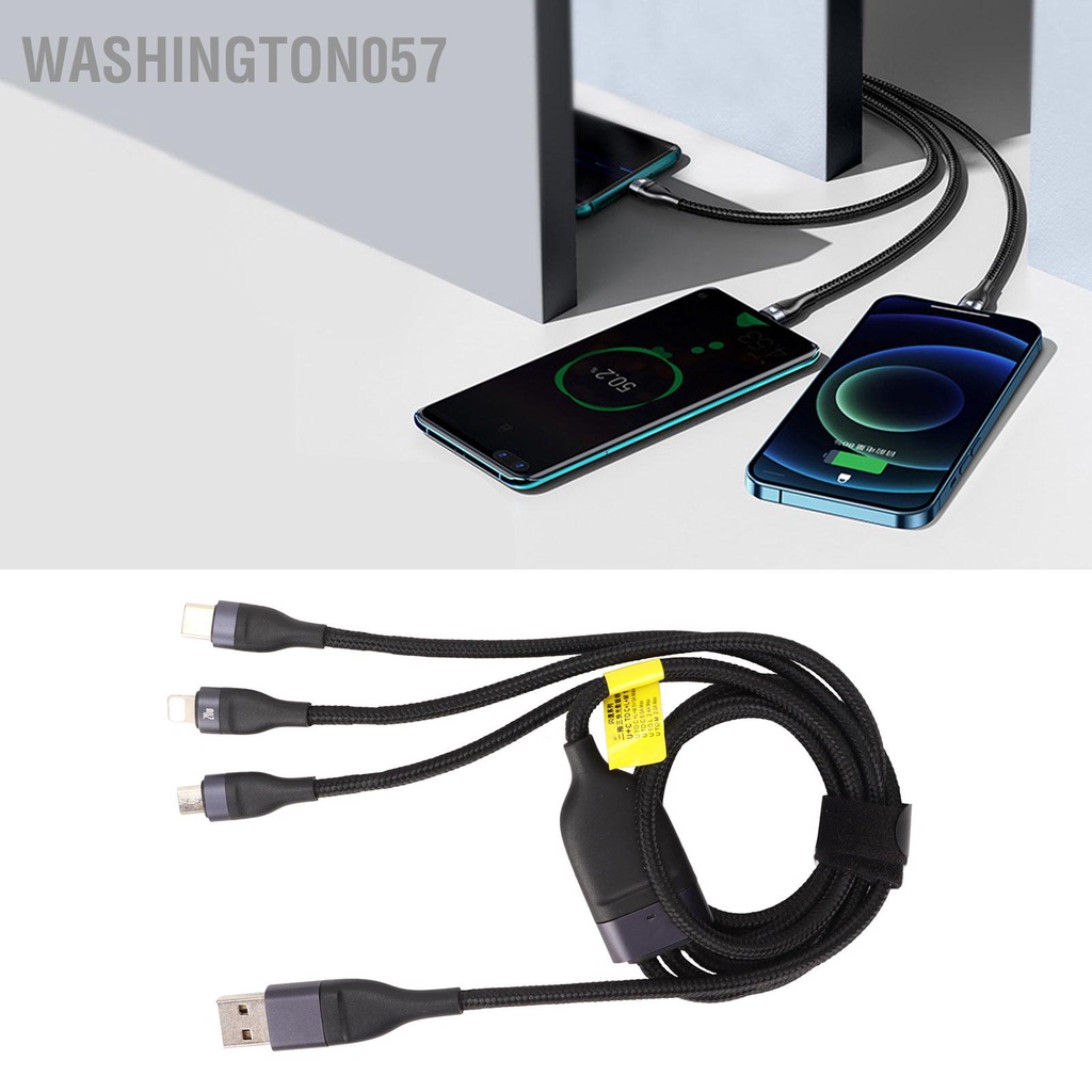 Dây cáp sạc nhanh 2 đầu 3 USB Type C IP Micro USB 100W cho điện thoại/ máy tính bảng
