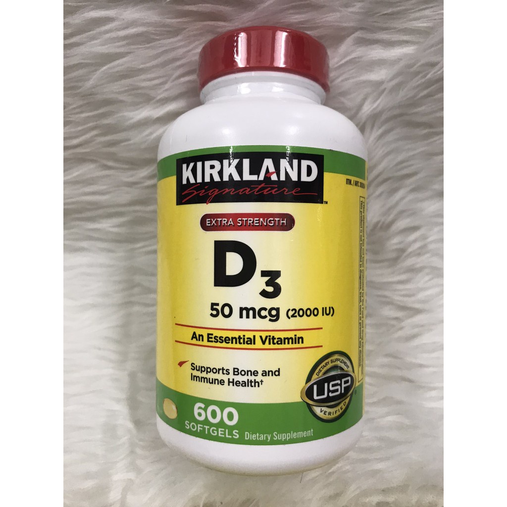 Viên Uống Vitamin D3 2000 IU Kirkland Signature Cao Cấp Từ Mỹ