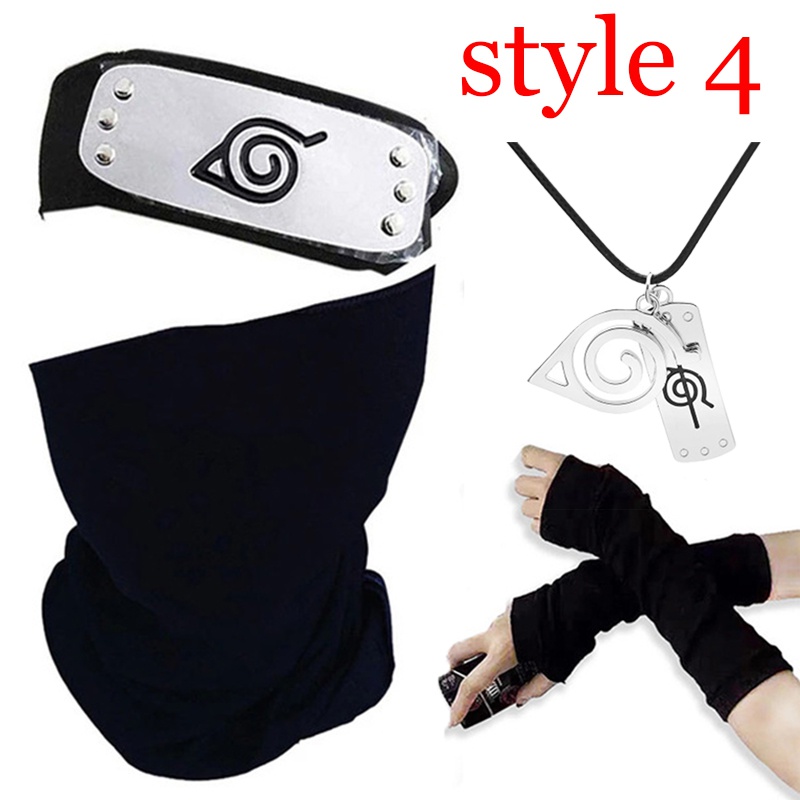 Băng đô mặt nạ dây chuyền găng cổ tay họa tiết Anime Naruto Akatsuki Uchiha Sasuke Hatake Kakashi dùng Cosplay