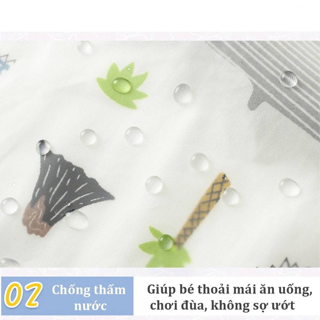 Áo yếm ăn dặm OMMON Baby cao cấp chống thấm nước, máng yếm trước ngực hứng toàn bộ thức ăn rơi