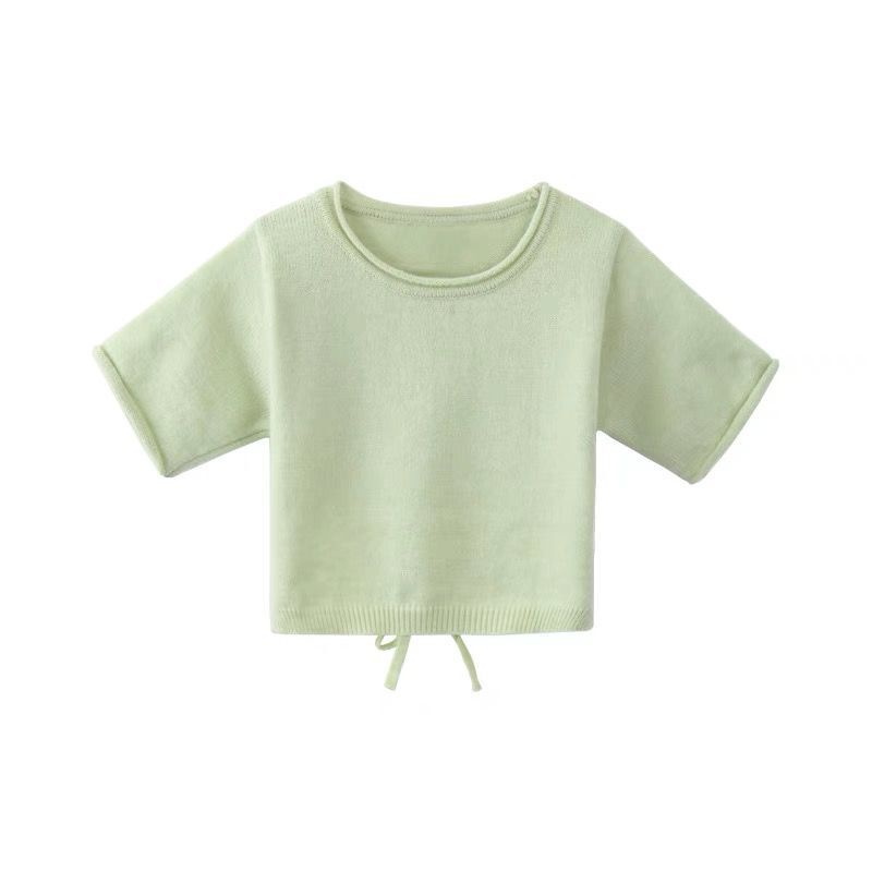 NZN Áo croptop dệt kim tay ngắn màu trơn thời trang mùa hè cho nữ 3 màu tự chọn