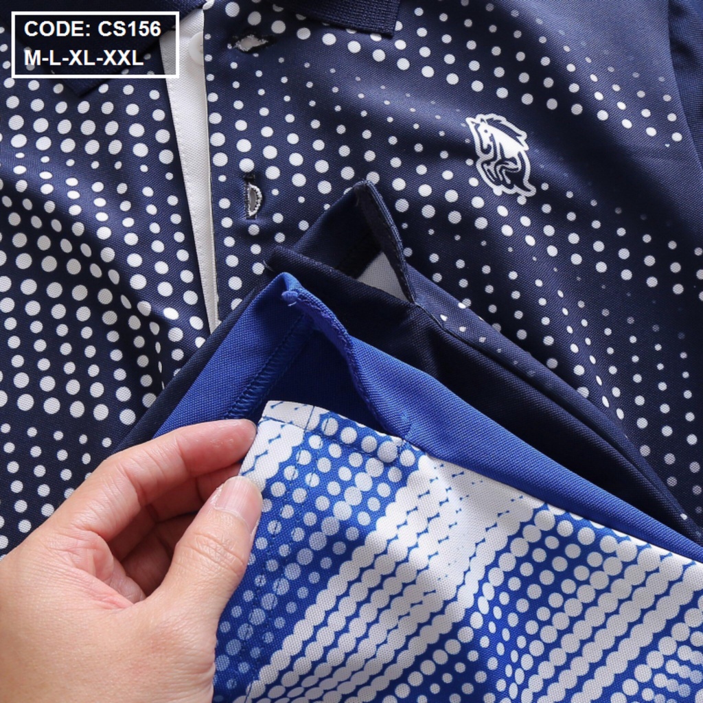 Áo thun polo nam thể thao cá sấu họa tiết chấm bị Nexx &amp; Dee sọc ngang có cổ bẻ trung niên cao cấp PL01