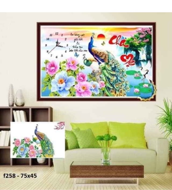 Tranh đính đá đồng hồ cha mẹ