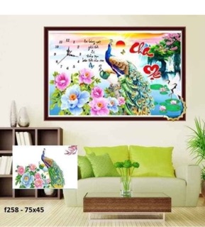 Tranh đính đá đồng hồ cha mẹ