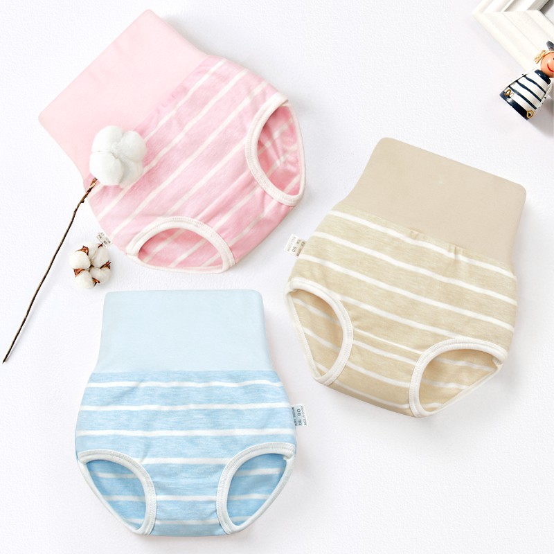 Quần lót tam giác cạp cao chất liệu cotton dành cho em bé