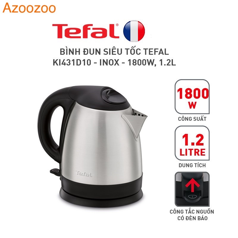 Bình đun siêu tốc Tefal KI431D10 - inox - 1800W, 1.2L