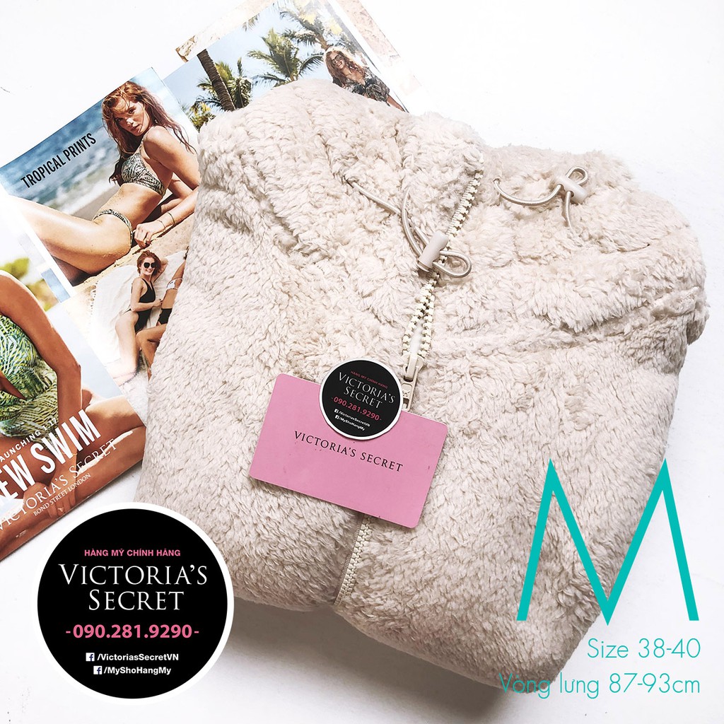 Áo khoác lông cừu, trắng kem, kiểu áo rộng - Victoria's Secret USA