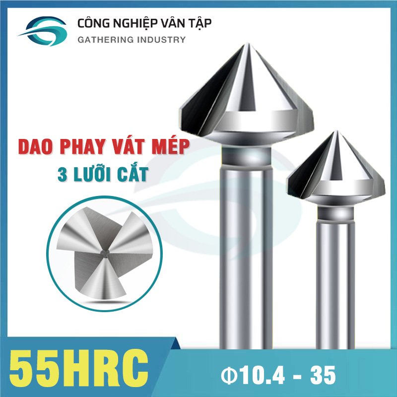 Dao phay vát mép HSS 90 độ 3 lưỡi hàng chính hãng, chất lượng cao.