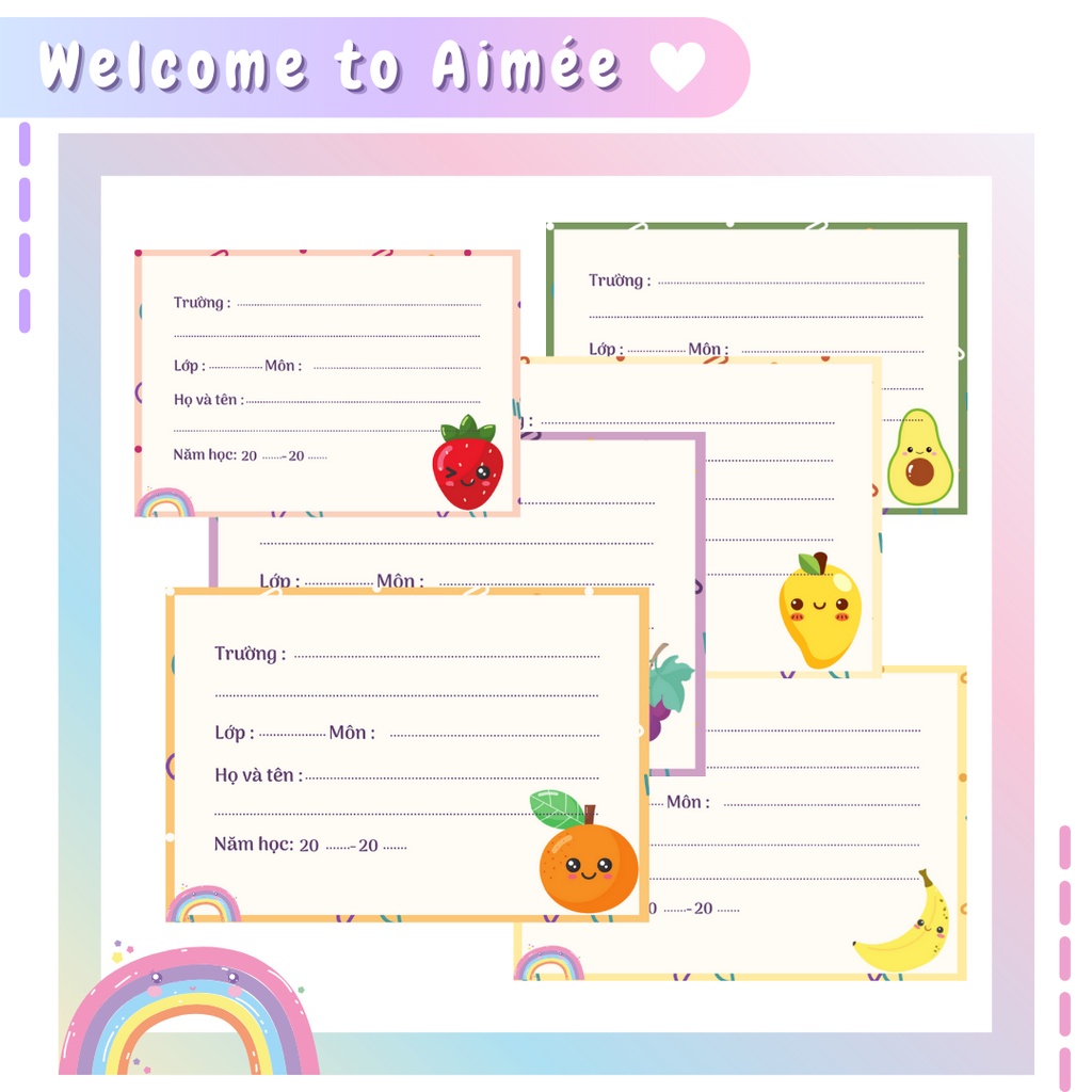 Nhãn vở họa tiết hoa quả dễ thương  | AIMÉE