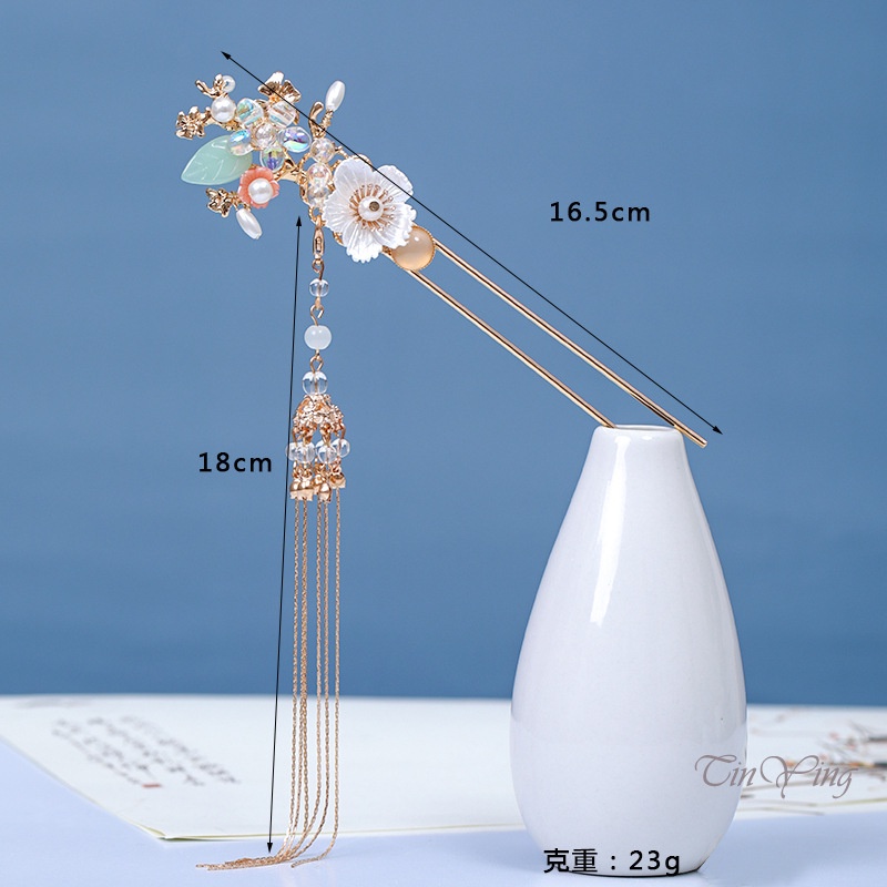 GETNOIVAS Phong Cách cổ xưa mới bước tóc. Trâm Cài Tóc Hình Vỏ Sò Phối Tua Rua Phong Cách Hán Phục Cổ Điển