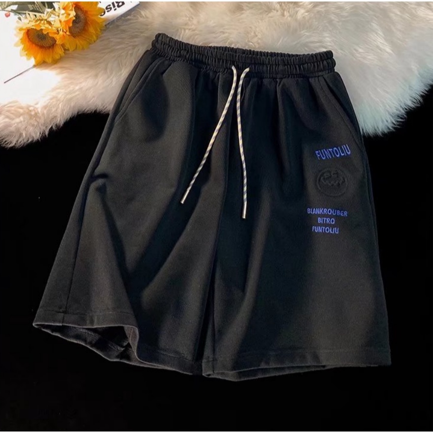 Quần Short Thể Thao Dây Rút In Chữ Plus Size Phong Cách Hàn Quốc Cho Nam
