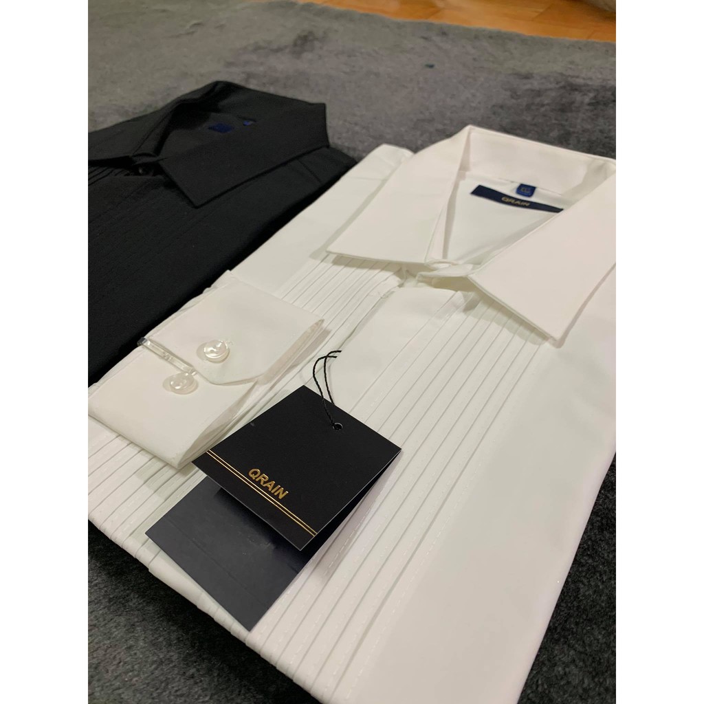 Áo Sơ Mi Nam Dài Tay Xếp Ly Ngực Vải Lụa Cao Cấp, Áo Sơ Mi Trắng Đen Trơn Dáng Ôm Form Body, T-man | BigBuy360 - bigbuy360.vn