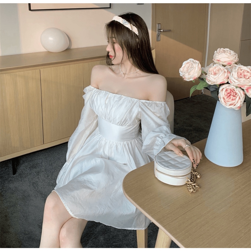 (Free ship) Hàng Chuẩn Quảng Châu Siêu Đẹp Siêu Chất Lượng Cho CHị EM | Mẫu Đầm Tơ Ánh Kim Trễ Vai UP HHP Fashion