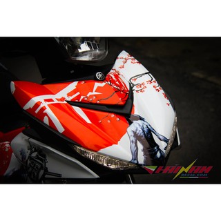 Tem trùm Samurai trắng đỏ  cho Exciter 150