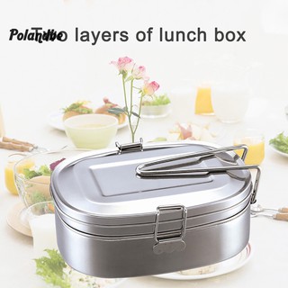 Hộp cơm bento đựng thực phẩm inox 2 tầng dành cho sinh viên