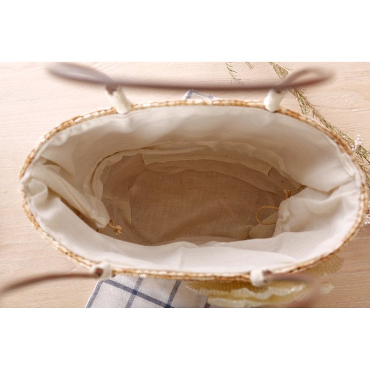 [NowShip - Giao Ngay] Túi Cói Boho Vintage Đeo Vai, Đeo Chéo Hình Tròn Dây Da Màu Nâu Be Trơn