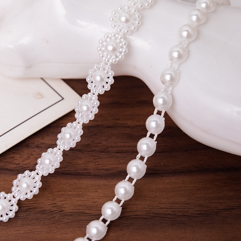 3y Vải Ren Thêu Đính Hạt Ngọc Trai Thủ Công Trang Trí Giày / Nón Mới diy