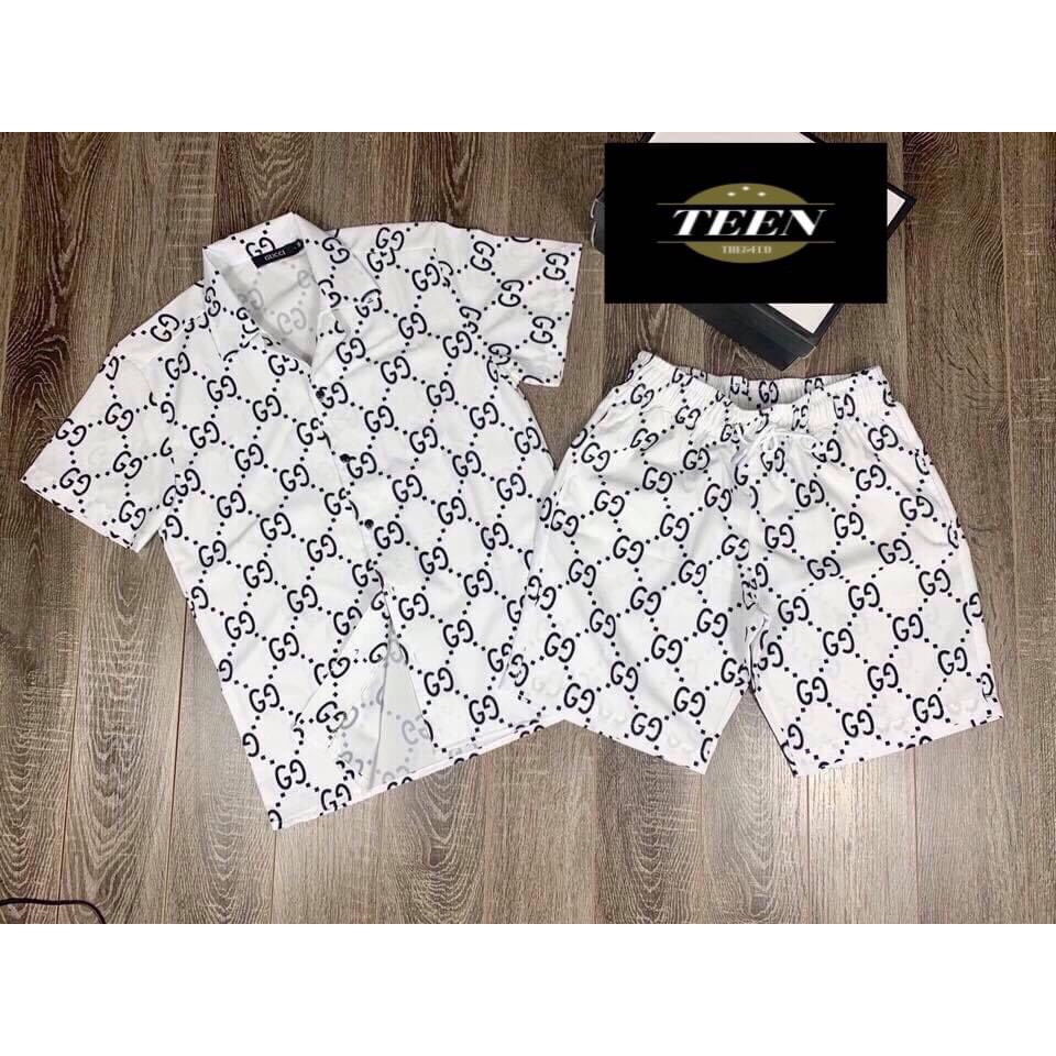 Set Bộ Pijama Dáng Rộng GG Oversize In Full Siêu Đẳng Cấp Luôn A