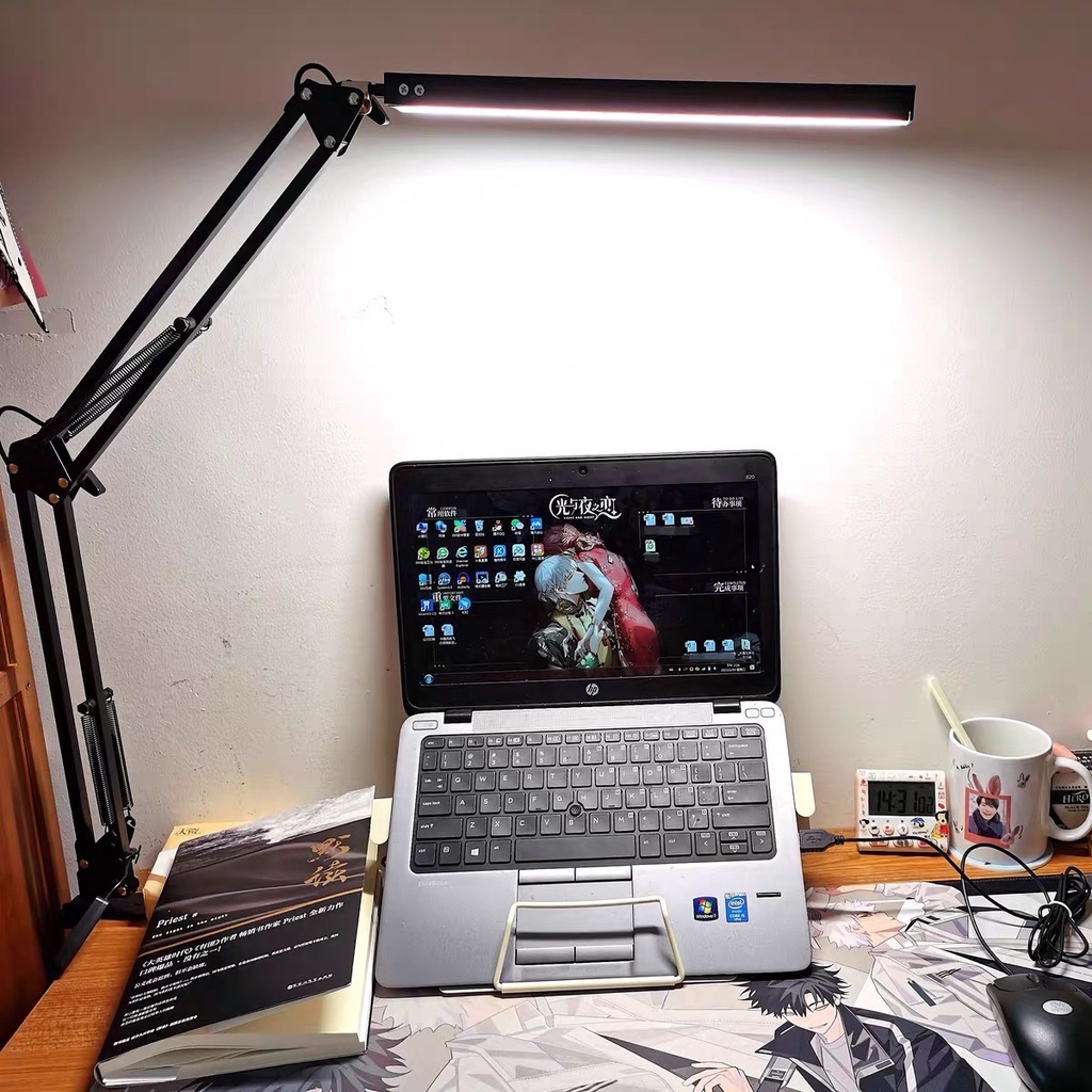 Kẹp Kim Loại Đèn LED Kẹp Bàn Pixar Linh Hoạt Có Thể Điều Chỉnh 10 độ sáng, đổi 3 màu, LED Thanh treo mành hình