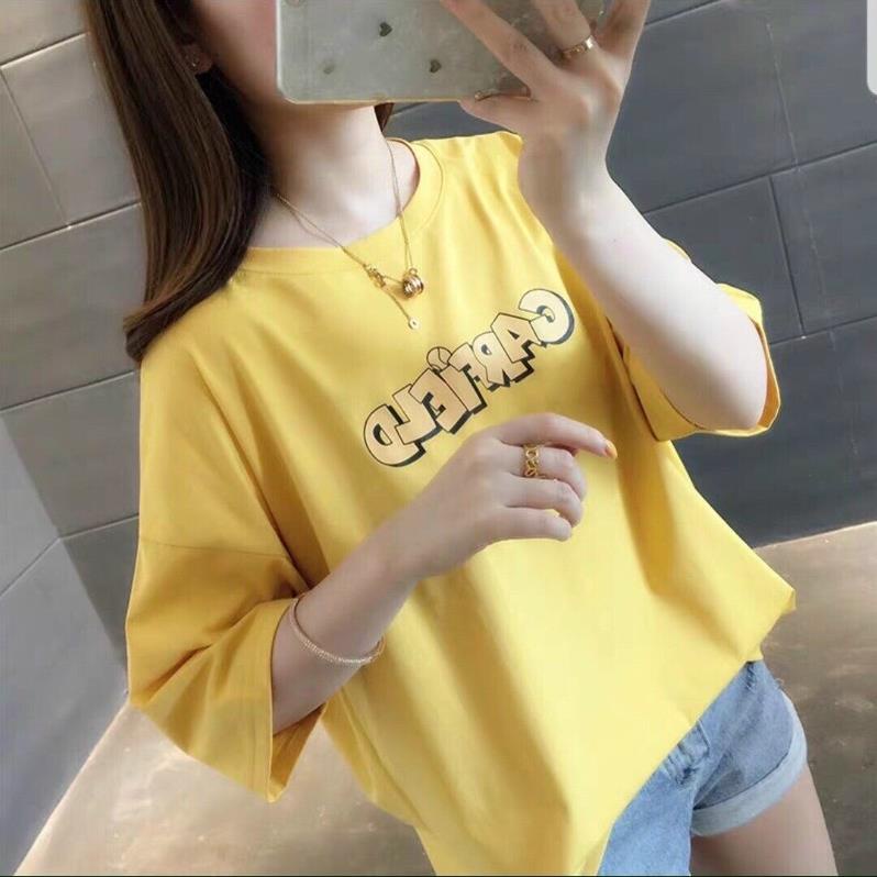 Áo thun nữ tay ngắn cổ tròn GARFIELD, áo phông tay lỡ unisex chất cotton mềm mát mặc mùa hè