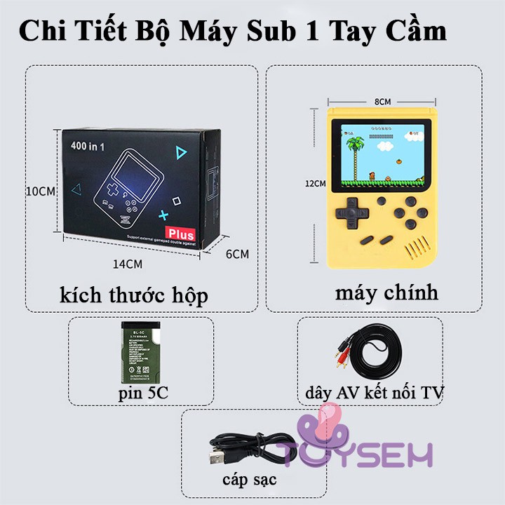 Máy chơi game cầm tay sub 400 trò có kết nối tivi hỗ trợ 2 người chơi toysem đồ chơi trẻ em - Quà tặng sinh nhật cho bé