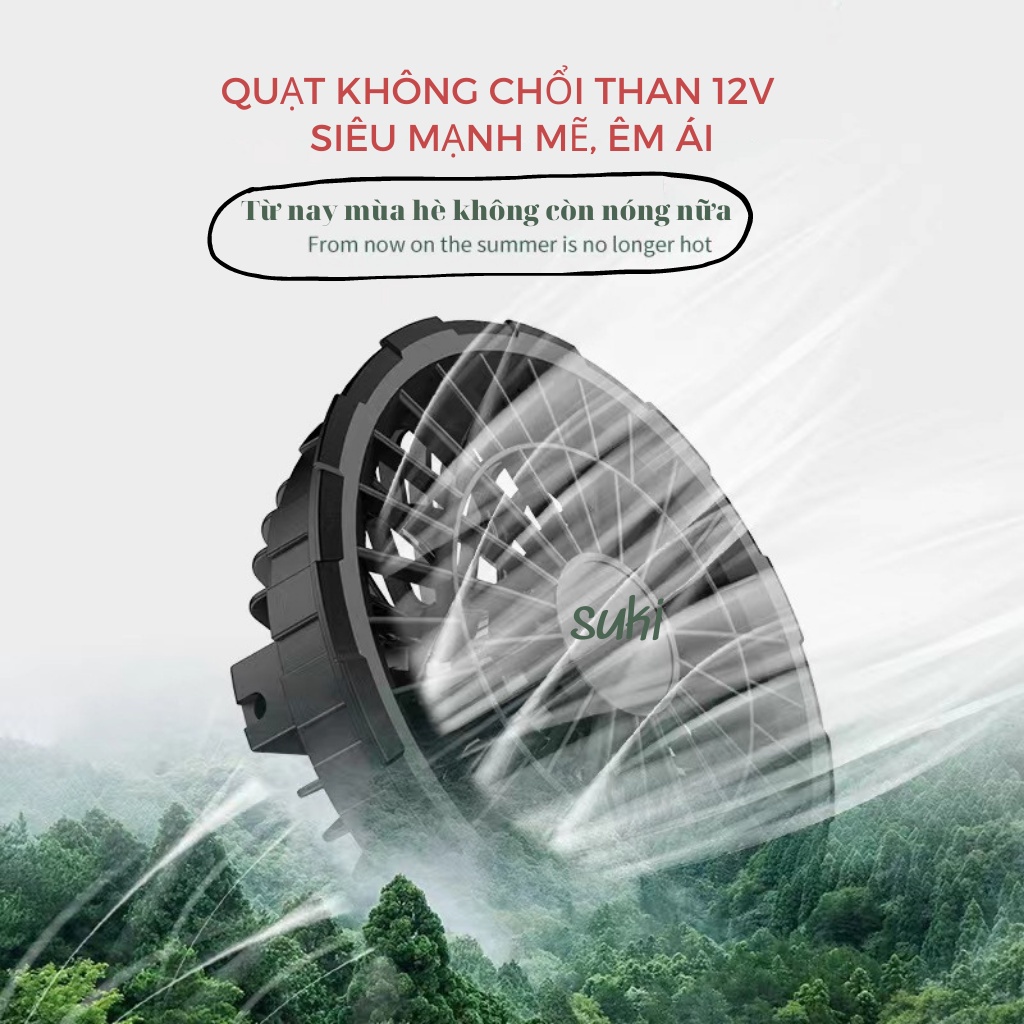 (Chính hãng) Bộ 2 Quạt Rời Áo Điều Hòa Nhật Bản Cao Cấp không chổi than 12V, 7.4V Siêu mạnh 6200 vòng/phút,Tiếng ồn thấp